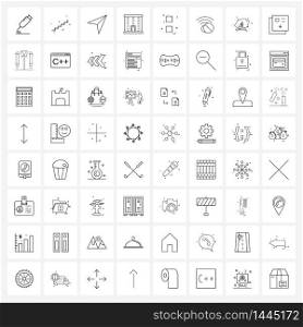 64 Universal Line Icon Pixel Perfect Symbols of signs, type, game, symbols, real estate Vector Illustration