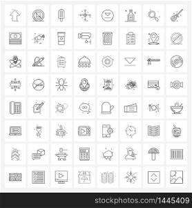 64 Universal Line Icons for Web and Mobile bottom, snow, telephone, snow, sweet Vector Illustration