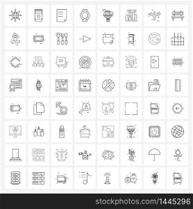 64 Universal Line Icons for Web and Mobile diving, watch, file, time, clock Vector Illustration