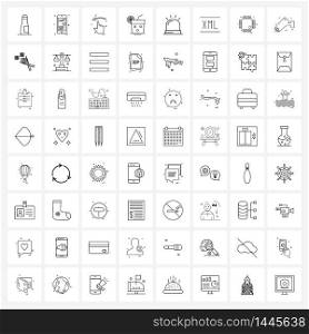 64 Universal Line Icons for Web and Mobile hospital, medical, hands, meal, healthy Vector Illustration