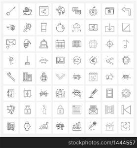 64 Universal Line Icons for Web and Mobile instant message, croissants, share, eat, croissant Vector Illustration
