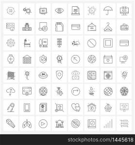 64 Universal Line Icons for Web and Mobile media, vector, monitor, body part, eye ball Vector Illustration