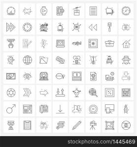 64 Universal Line Icons for Web and Mobile mountain, landscape, video, gondola, gadget Vector Illustration