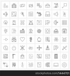 64 Universal Line Icons for Web and Mobile security, code, chat, text, avatar Vector Illustration