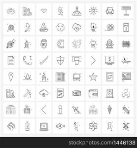 64 Universal Line Icons for Web and Mobile strategy, business, arrow, water, drink Vector Illustration