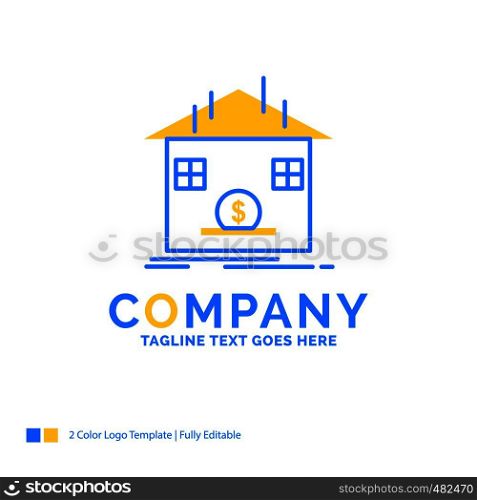 686, Deposit, safe, savings, Refund, bank Blue Yellow Business Logo template. Creative Design Template Place for Tagline.