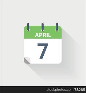 7 april calendar icon. 7 april calendar icon on grey background