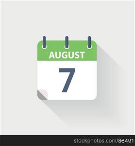 7 august calendar icon. 7 august calendar icon on grey background