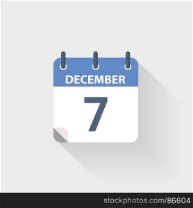 7 december calendar icon. 7 december calendar icon on grey background