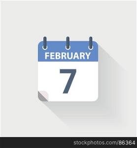 7 february calendar icon. 7 february calendar icon on grey background