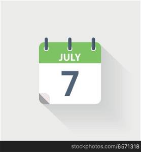 7 july calendar icon. 7 july calendar icon on grey background