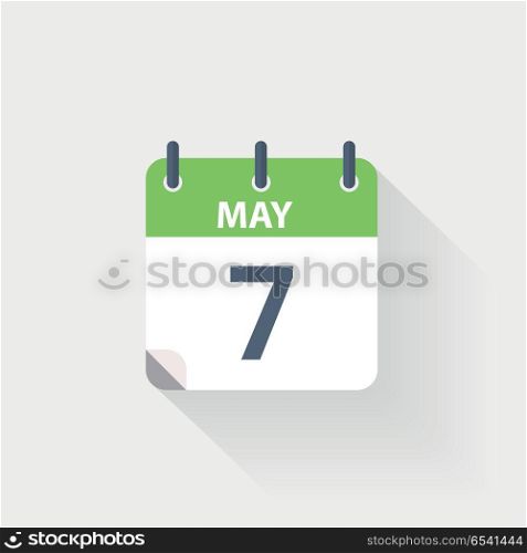 7 may calendar icon. 7 may calendar icon on grey background