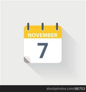 7 november calendar icon. 7 november calendar icon on grey background