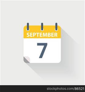 7 september calendar icon. 7 september calendar icon on grey background