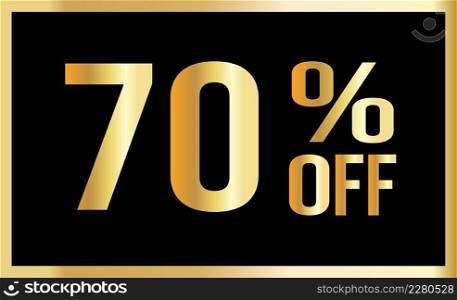 70% discount. Golden numbers with black background. Banner for shopping, print, web, sale illustration 3d