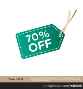 70% Discount Tag Icon Vector Logo Template Illustration Design. Vector EPS 10.