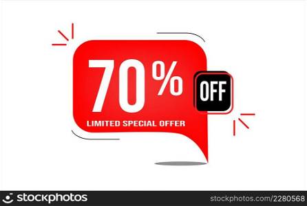 70% off limited offer. White and red banner with clearance details