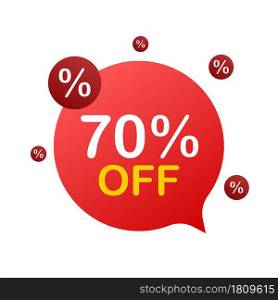70 percent OFF Sale Discount Banner. Discount offer price tag. 70 percent discount promotion flat icon with long shadow. Vector illustration. 70 percent OFF Sale Discount Banner. Discount offer price tag. 70 percent discount promotion flat icon with long shadow. Vector illustration.