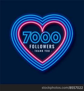 7000 followers thank you background in neon heart style
