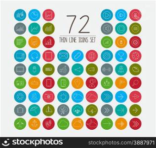 72 Trendy Thin colors Icons Set