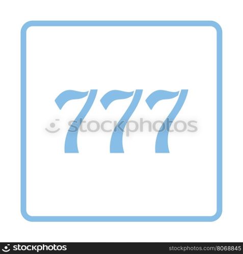 777 icon. Blue frame design. Vector illustration.