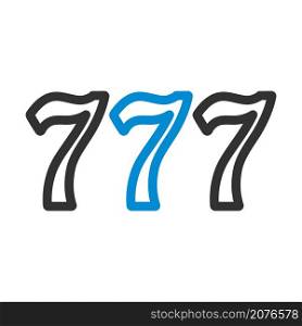 777 Icon. Editable Bold Outline With Color Fill Design. Vector Illustration.