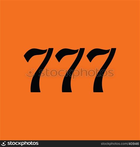 777 icon. Orange background with black. Vector illustration.