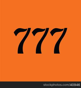 777 icon. Orange background with black. Vector illustration.