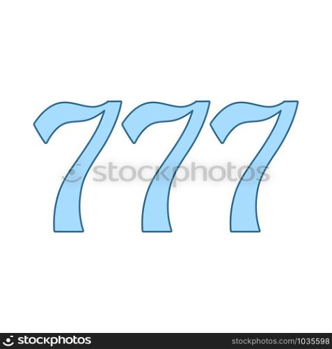 777 Icon. Thin Line With Blue Fill Design. Vector Illustration.