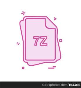 7Z file type icon design vector