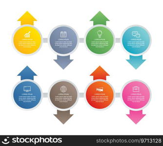 8 circle step infographic with abstract timeline Vector Image
