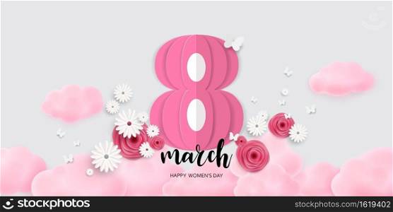 8 March. Happy Mother’s Day. with flower holiday background - Vector