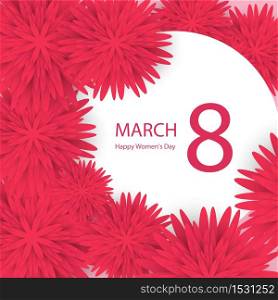 8 March holiday background with paper cut Frame Flowers. Happy Mother&rsquo;s Day. Trendy Design Template. Vector illustration.