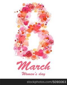 8 March holiday illustration. Watercolor International Happy Women&rsquo;s Day - 8 March holiday illustration