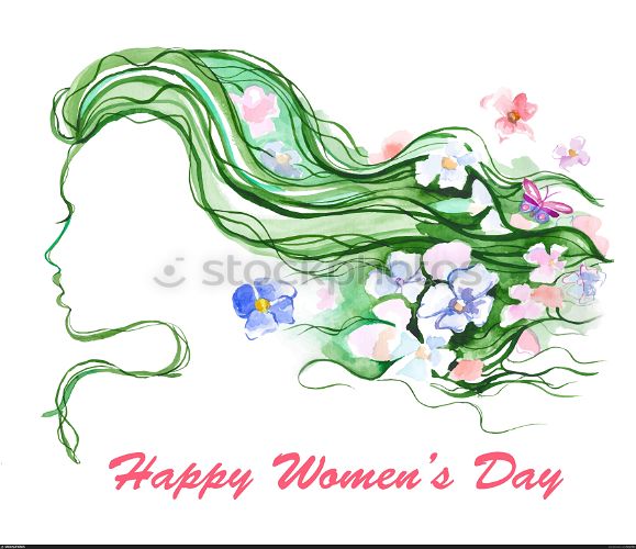 8 March holiday illustration. Watercolor International Happy Women&rsquo;s Day - 8 March holiday illustration