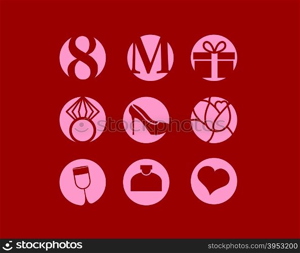 8 March, icon set, international women&rsquo;s day