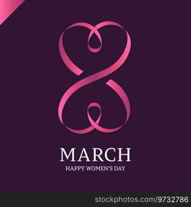 8 march infinity two heart ribbon Royalty Free Vector Image