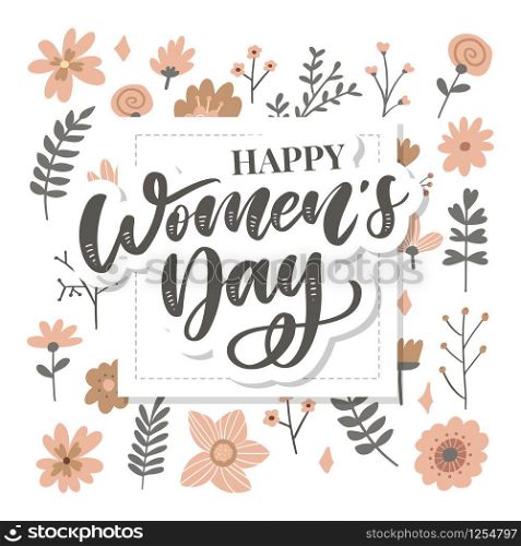 8 March International Women&rsquo;s Day design with handwritten letter. 8 March International Women&rsquo;s Day design with handwritten lettering