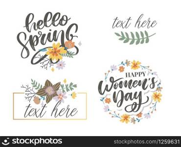 8 March International Women&rsquo;s Day design with handwritten letter. 8 March International Women&rsquo;s Day Spring design with handwritten lettering