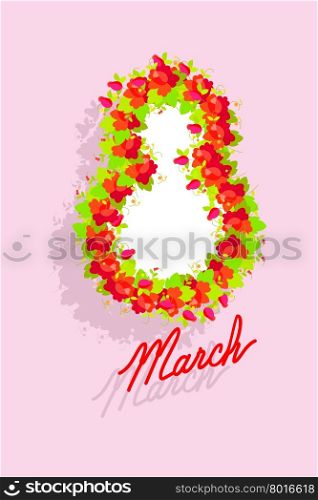 8 March. International women&rsquo;s day. Greeting card congratulations.