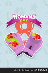 8 March, International Women&rsquo;s Day. Pink boxing gloves&#xA;