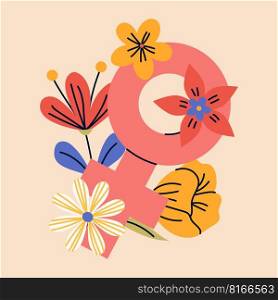 8 march, International Women’s Day. Female sign with floral elements.. 8 march, International Women’s Day. Female sign with floral elements