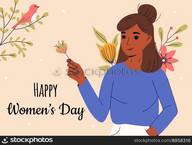 8 march, International Women’s Day. Greeting card or postcard templates with young woman for card, poster, flyer. Girl power, feminism, sisterhood concept. 8 march, International Women’s Day. Greeting card or postcard templates with young woman for card, poster, flyer. Girl power, feminism, sisterhood concept.