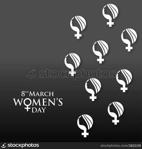 8 March logo vector design with international women's day background