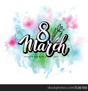 8 March vector card background with lettering