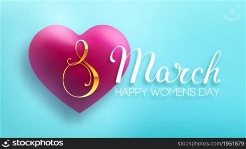 8 March women day vector heart. EPS 10 vector illustration. Red heart 3d vector women day.. 8 March women day vector heart on blue background. EPS 10 vector illustration. Red heart 3d vector for international women day.