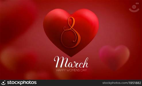 8 March women day vector heart. EPS 10 vector illustration. Red heart 3d vector women day.. 8 March women day vector heart. EPS 10 vector illustration. Red heart 3d vector for international women day.