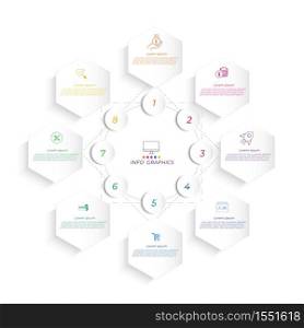 8 partition Color gradient chart origami paper color info-graphic template for diagram presentation chart and business concept with 8 element options