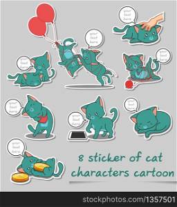 8 sticker of cat characters cartoon.