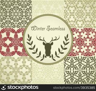 8 Vector Seamless Pattern with Snowflakes, fully editable eps 10 file with clipping masks and seamless pattern in swatch menu